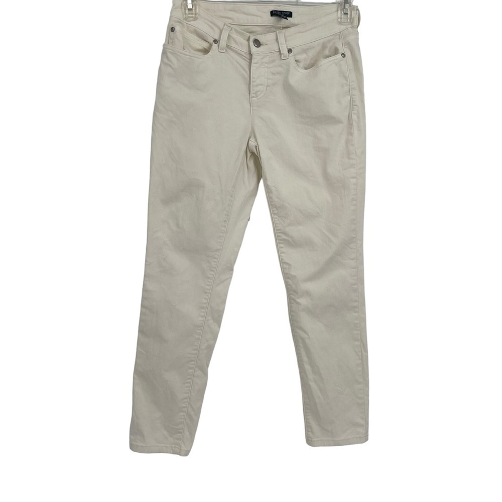 Eileen Fisher White Organic Cotton Denim Straight Ankle Pants Size 8 Petite